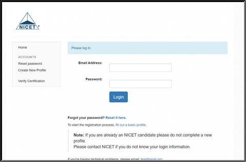 NICET Customer Portal